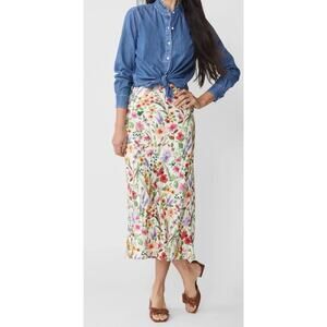 J. McLaughlin Women’s Floral Watercolor Silk Blend Mid A-line Skirt Sz 4